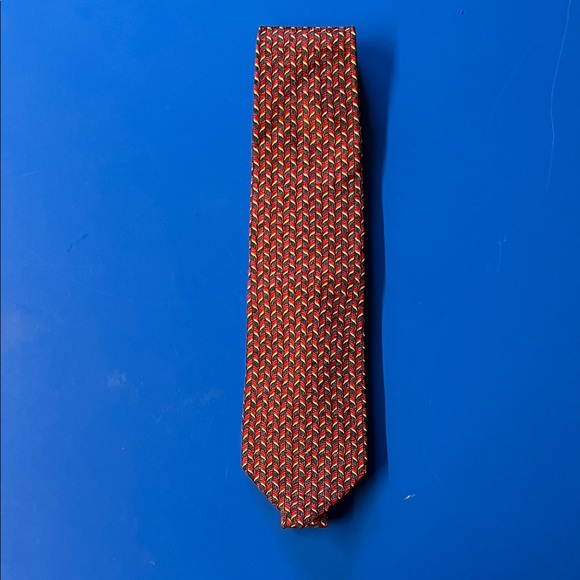 Ermenegildo Zegna Red and Gold Patterned Tie